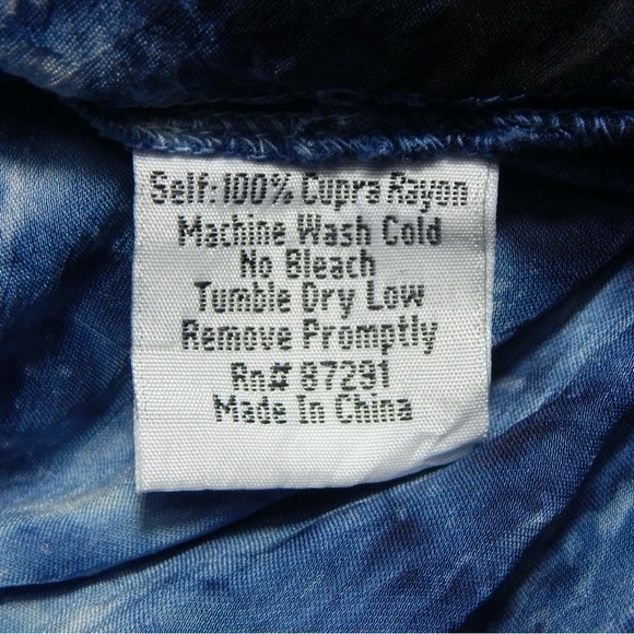 Johnny Was Tunic Dress Blue Tie Dye Eyelet Embroidered Cupra Rayon Size Small - Picture 5 of 5